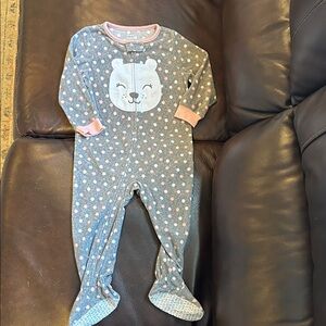 Carter's Gray and Pink Polka Dot Footie